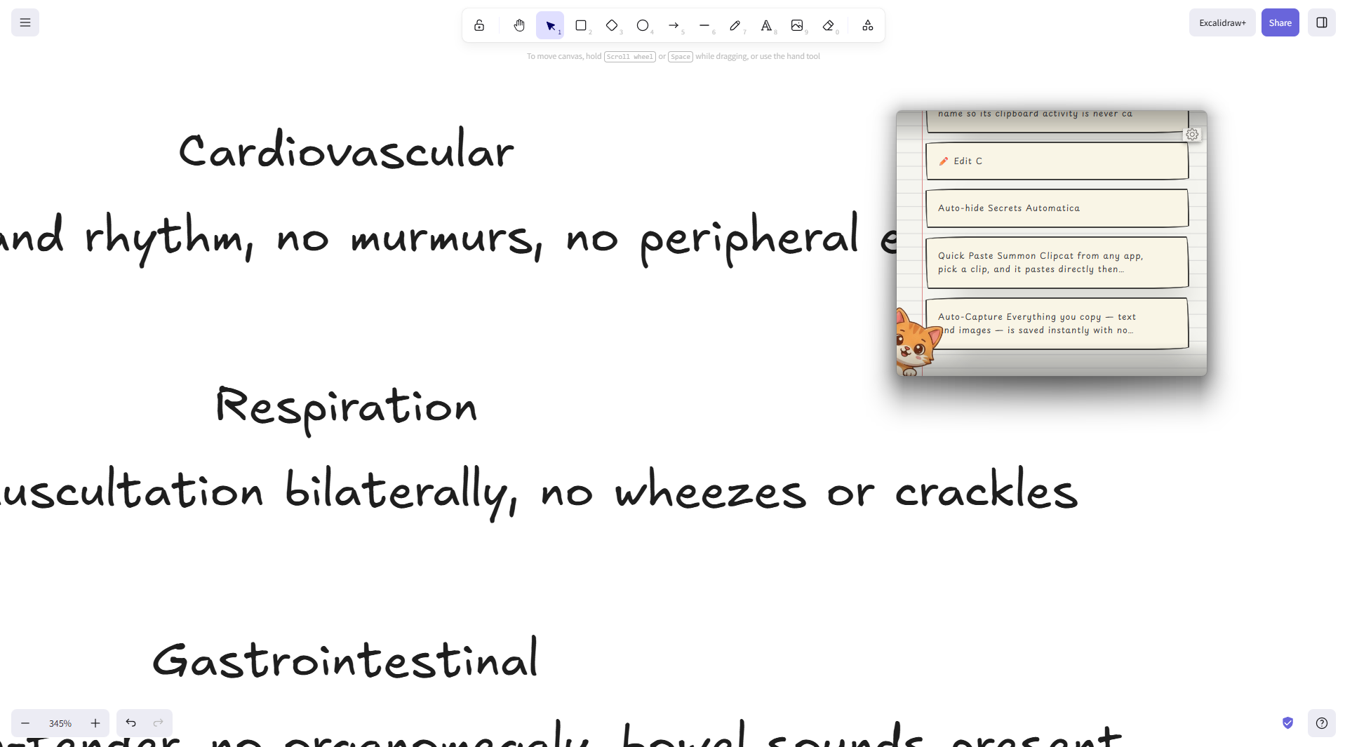 Quick Paste — Clipcat summoned as an overlay over another app
